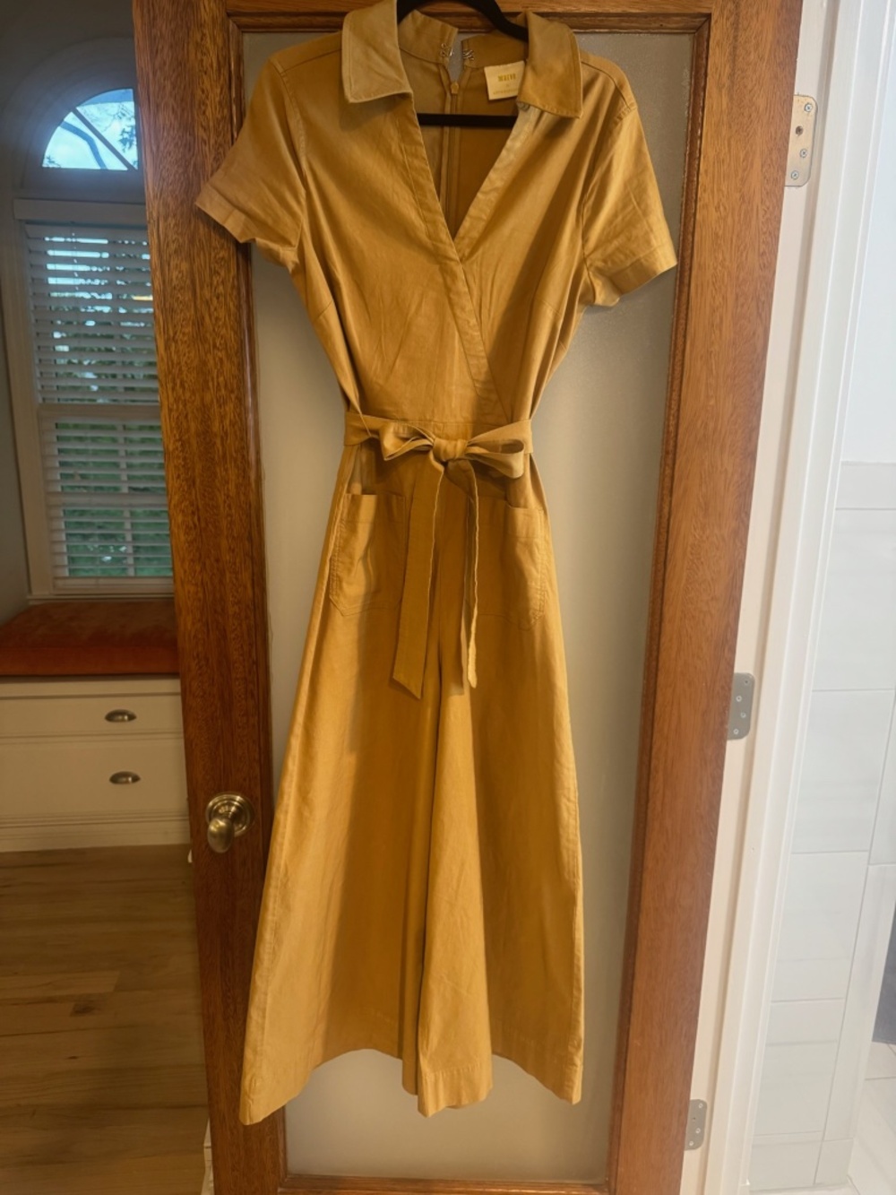 Maeve Anthropologie Faux-Wrap Culotte Jumpsuit Brown Size 10 - Picture 5 of 12